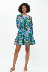 Flirty Short Dress- Bukhara Green | Oliphant Design