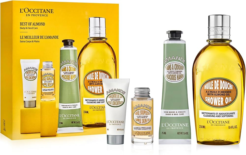 L'OCCITANE Almond Greatest Hits: Cleansing Shower & Supple Skin Oils, Moisturizer & Hand Cream, P... | Amazon (US)
