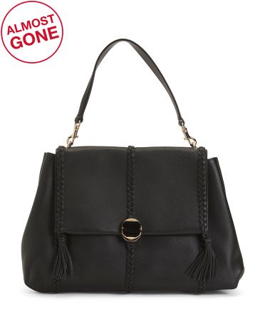 Made In Italy Penelope Leather Large Soft Shoulder Bag | TJ Maxx