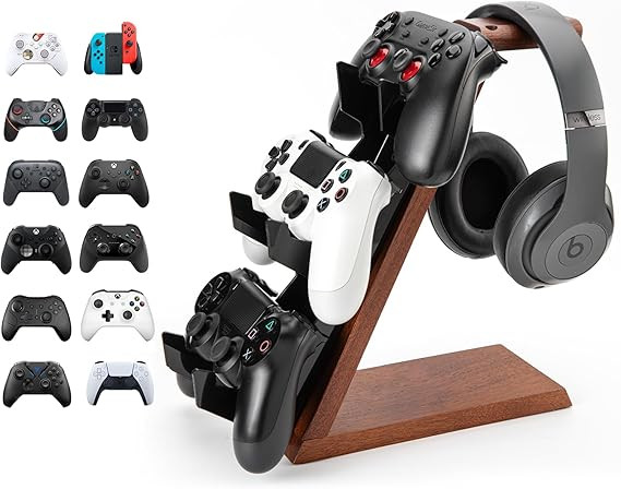 3 Tier Wood Controller Stand Compatible with PS4 PS5 ONE Switch,ps5 Controller Holder Headset pc ... | Amazon (US)