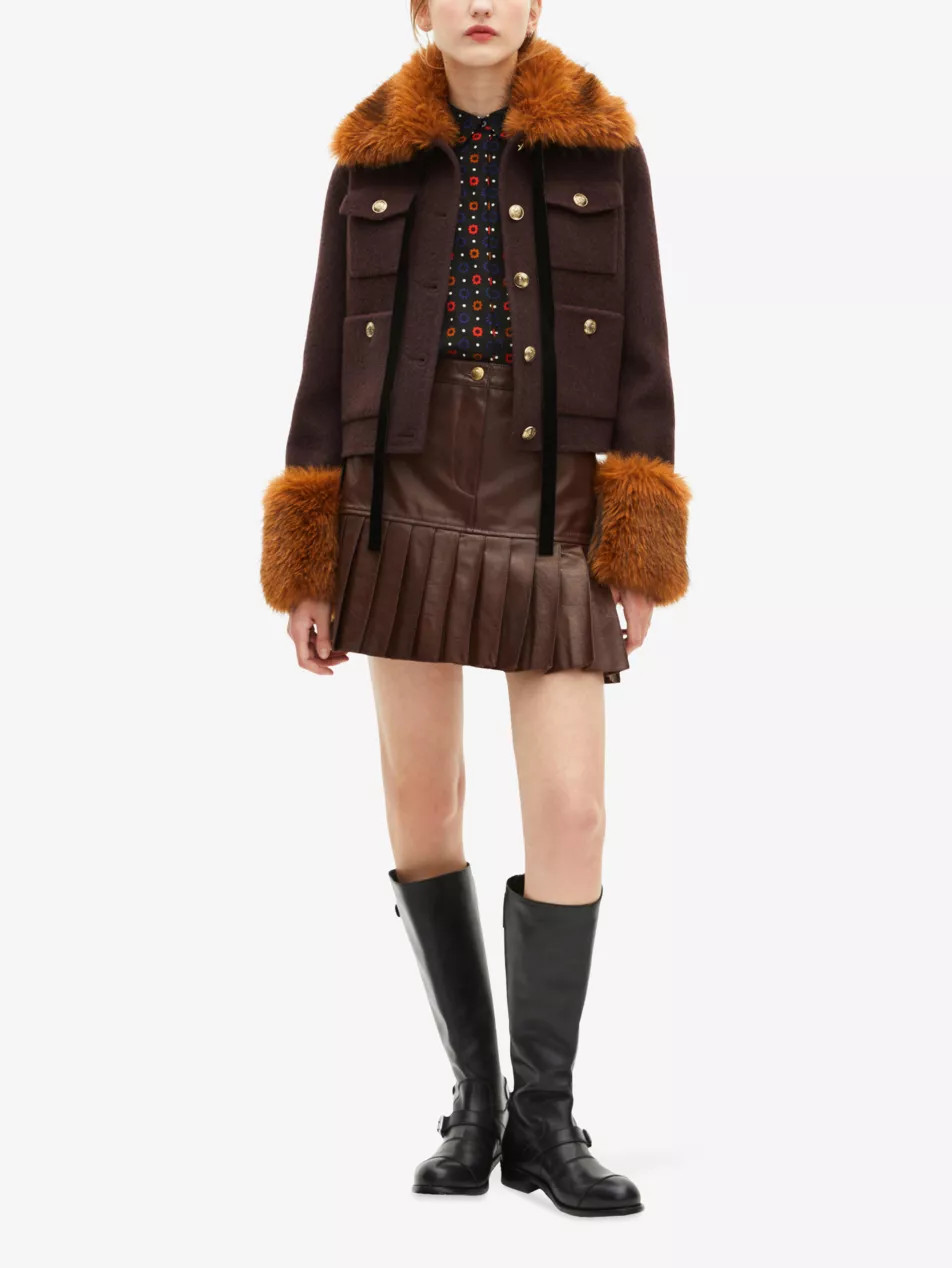 Four-Pocket Faux-Fur Wool-Blend Jacket | Selfridges