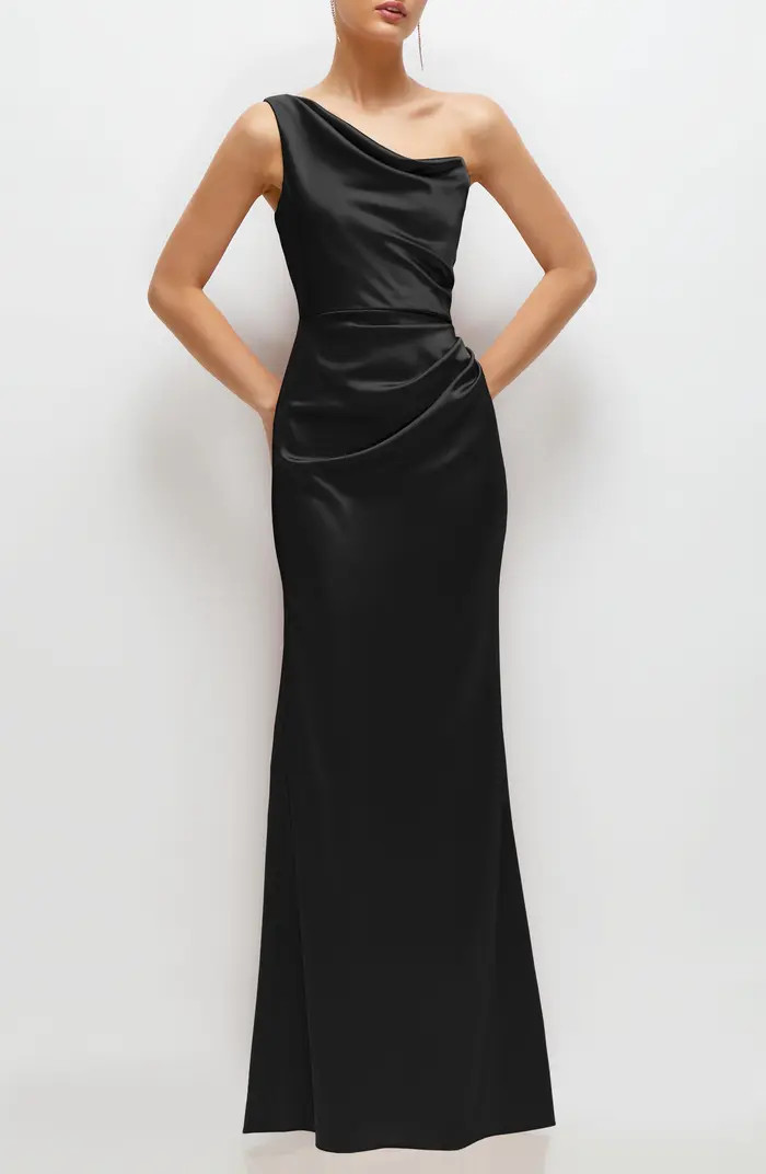 One-Shoulder Satin Charmeuse Gown | Nordstrom