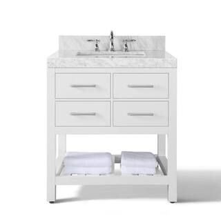 Ancerre Designs Elizabeth 36 in.W x 22 in. D Vanity in White with Marble Vanity Top in Carrara Wh... | The Home Depot