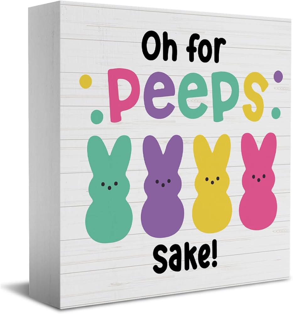 HTBIG Funny Easter Bunny Decor Desk Decor Wooden Box Sign Easter Decorations Easter Gift Wood Blo... | Amazon (US)