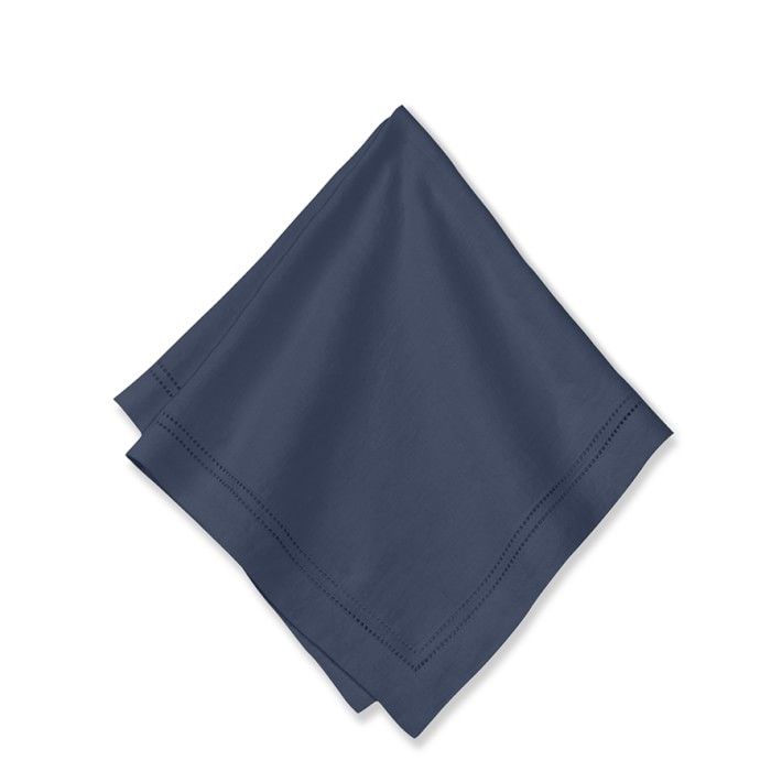 Linen Double Hemstitch Napkin, Each, Navy Blue | Williams-Sonoma