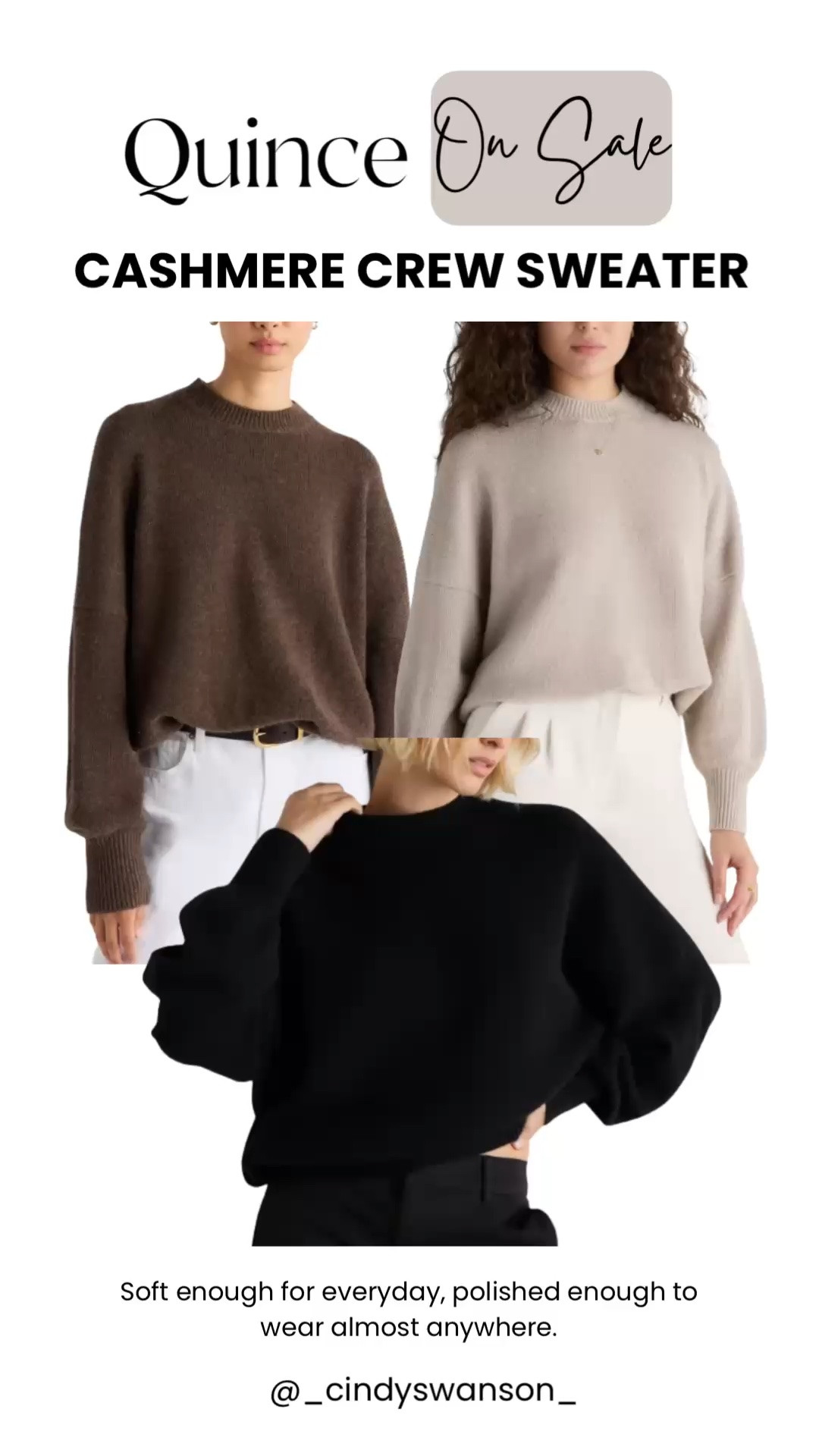 The Quince Cashmere Crew Sweater is one of those timeless pieces you’ll wear on repeat. Soft, beautifully made, and easy to dress up or down, it pairs effortlessly with denim, tailored trousers, or your favorite skirts. Even better—it’s on sale.

💡 LTK MADE EASY
❤️ Heart = Support my posts!
🔖 Save = Get sale & restock alerts
📋 Lists = Keep favorites organized
📲 Share = Send lists and products to a friend. Hello, Christmas List!
💬 Comment = Ask me anything about what I’m wearing. :-)

#LTKSaleAlert #LTKootd