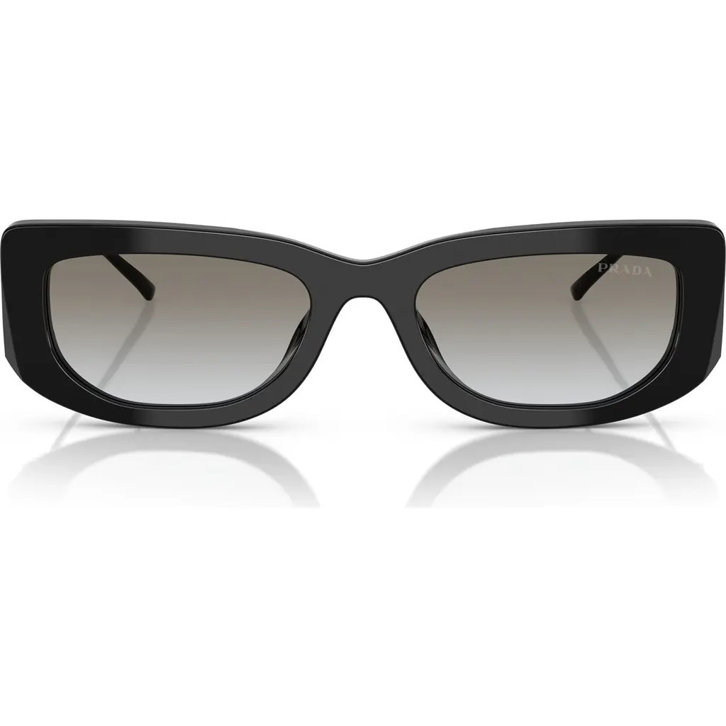 Prada 53mm Gradient Rectangular Sunglasses in Black/grey Gradient at Nordstrom | Nordstrom
