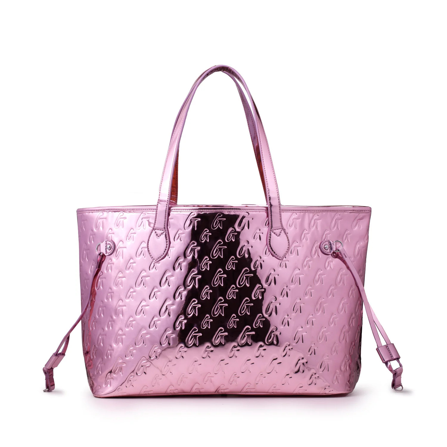 METALLIC MONOGRAM GLAM TOTE - METALLIC PINK | Glam-Aholic Lifestyle