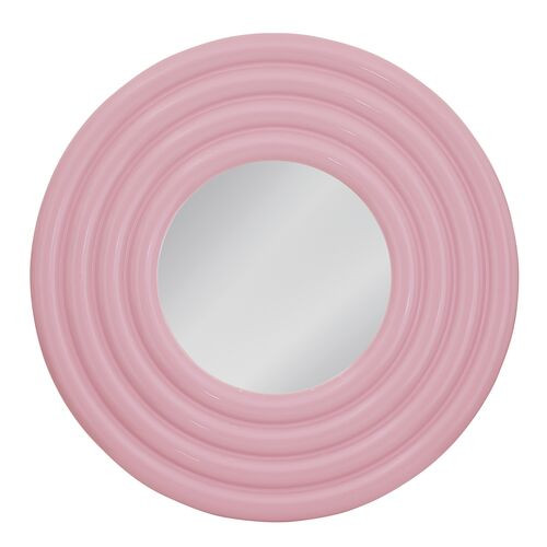 Rumi 48" Round Wall Mirror, Glossy Pink | One Kings Lane