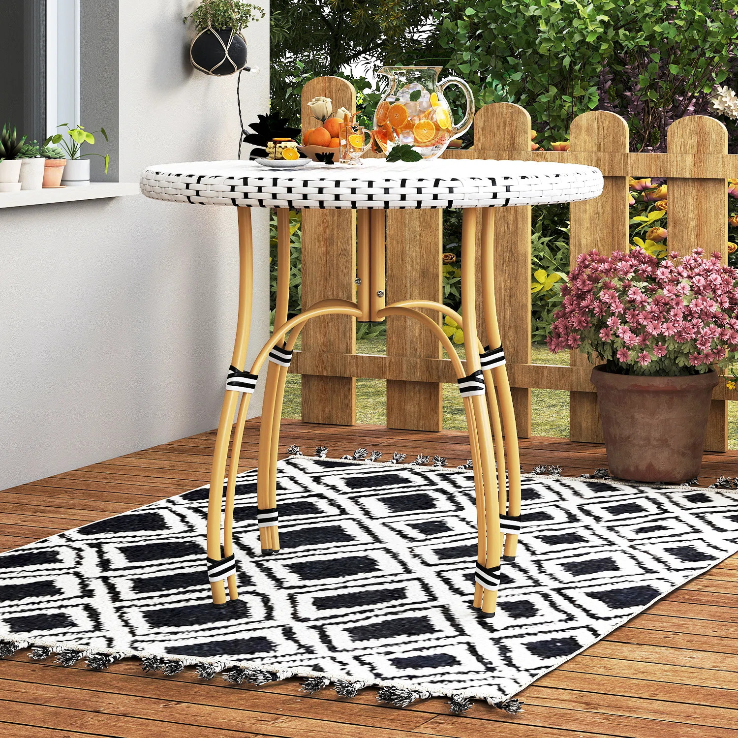 Boho Style Round Rattan Indoor/Outdoor Bistro Table | Wayfair North America