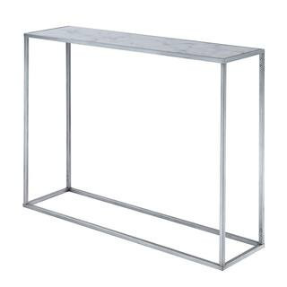 42 in. Silver Standard Rectangle Faux Marble Console Table | The Home Depot