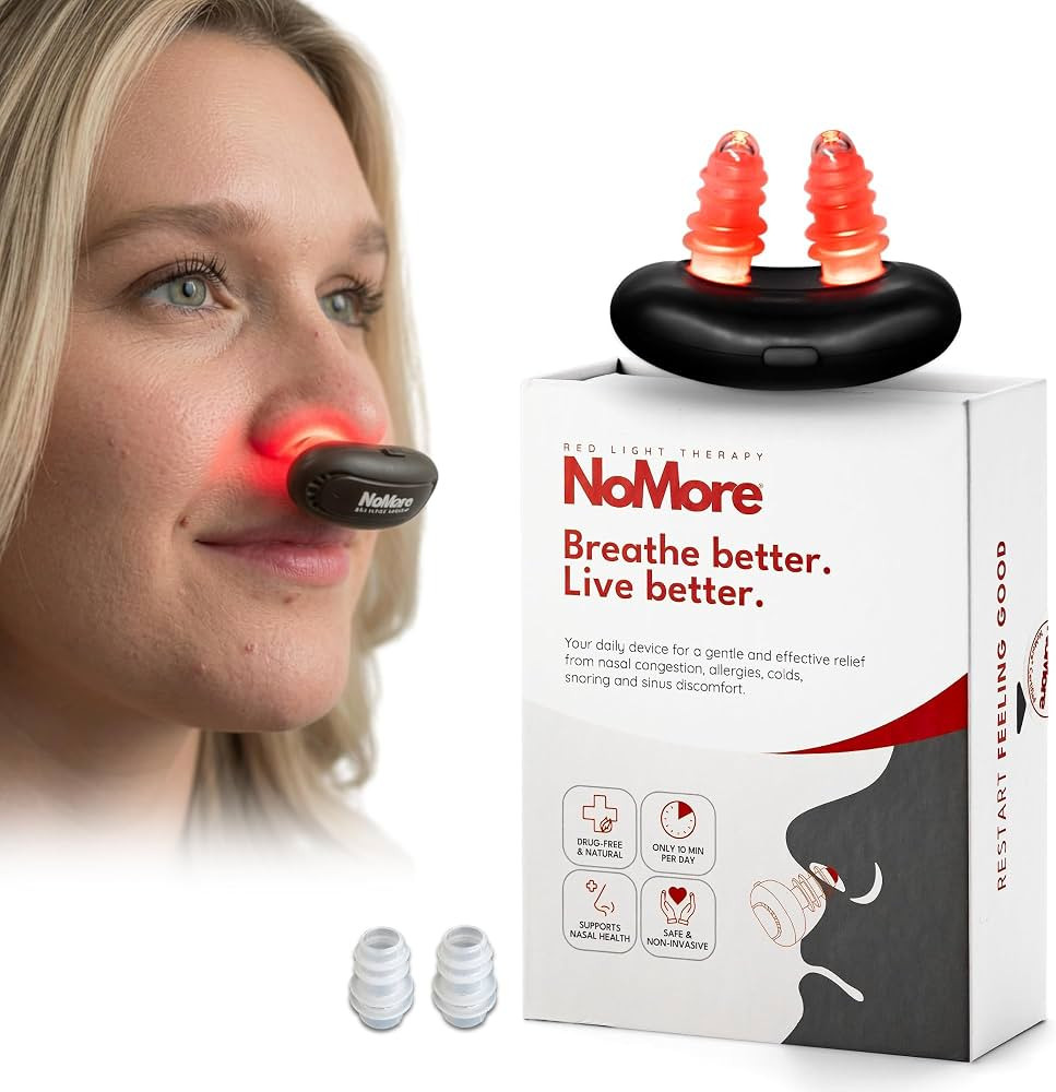 Original NoMore Red Light Therapy for Nose \u2013 LED Nasal Device for Dry Nose & Sinus Comfort, ... | Amazon (US)