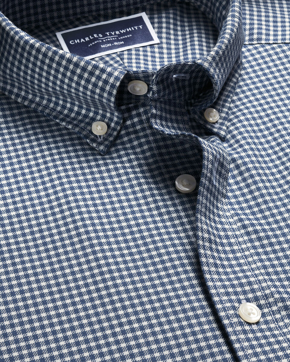 Twill Gingham Shirt - Ink Blue | Charles Tyrwhitt