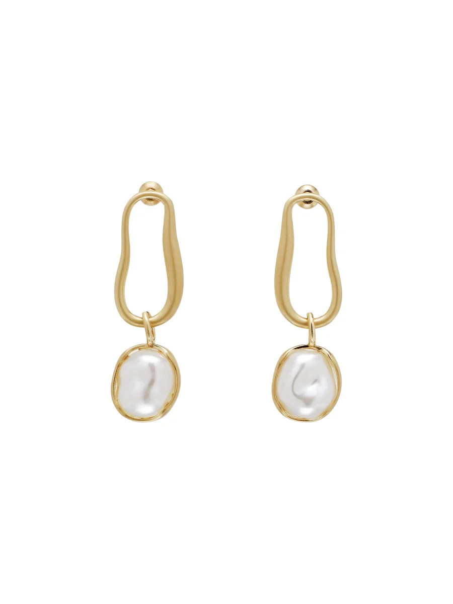 Abstract Hoop Faux Pearl Earrings | Shop Simon