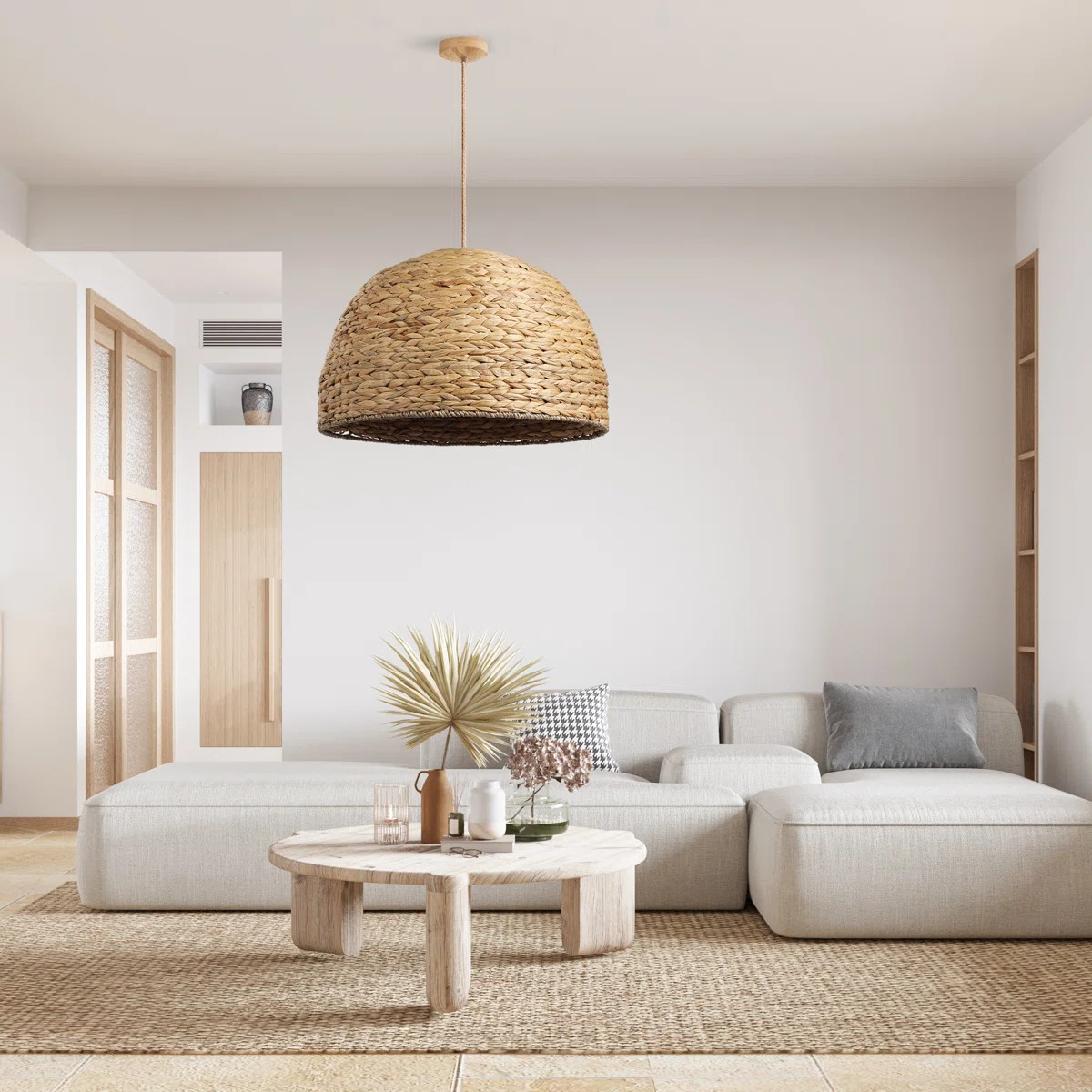 Althea Rattan Pendant Light - Natural Dome 1-Light Polished Handwoven Adjustable Light Fixture Fo... | Wayfair North America
