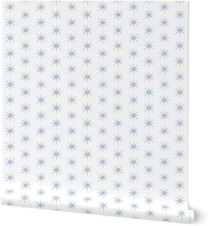 Spoonflower Peel & Stick Wallpaper Swatch - Farmhouse Stars Simple Star Minimal Blue White Transi... | Amazon (US)
