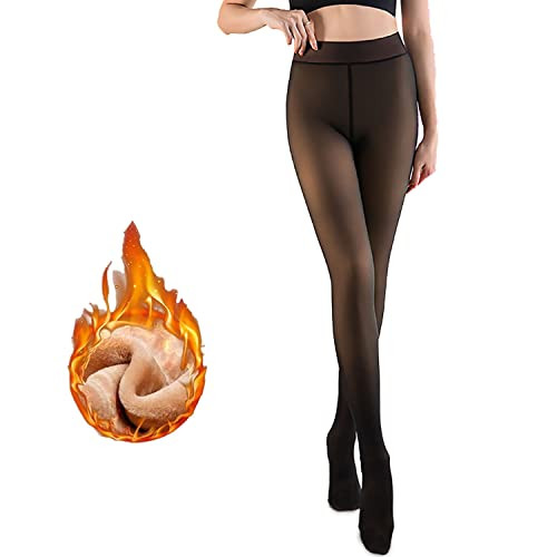 ZQFFB Fleece Lined Tights Women Leggings Black Warm Sheer Fleece Pantyhose Winter Thick Thermal Tights | Amazon (US)