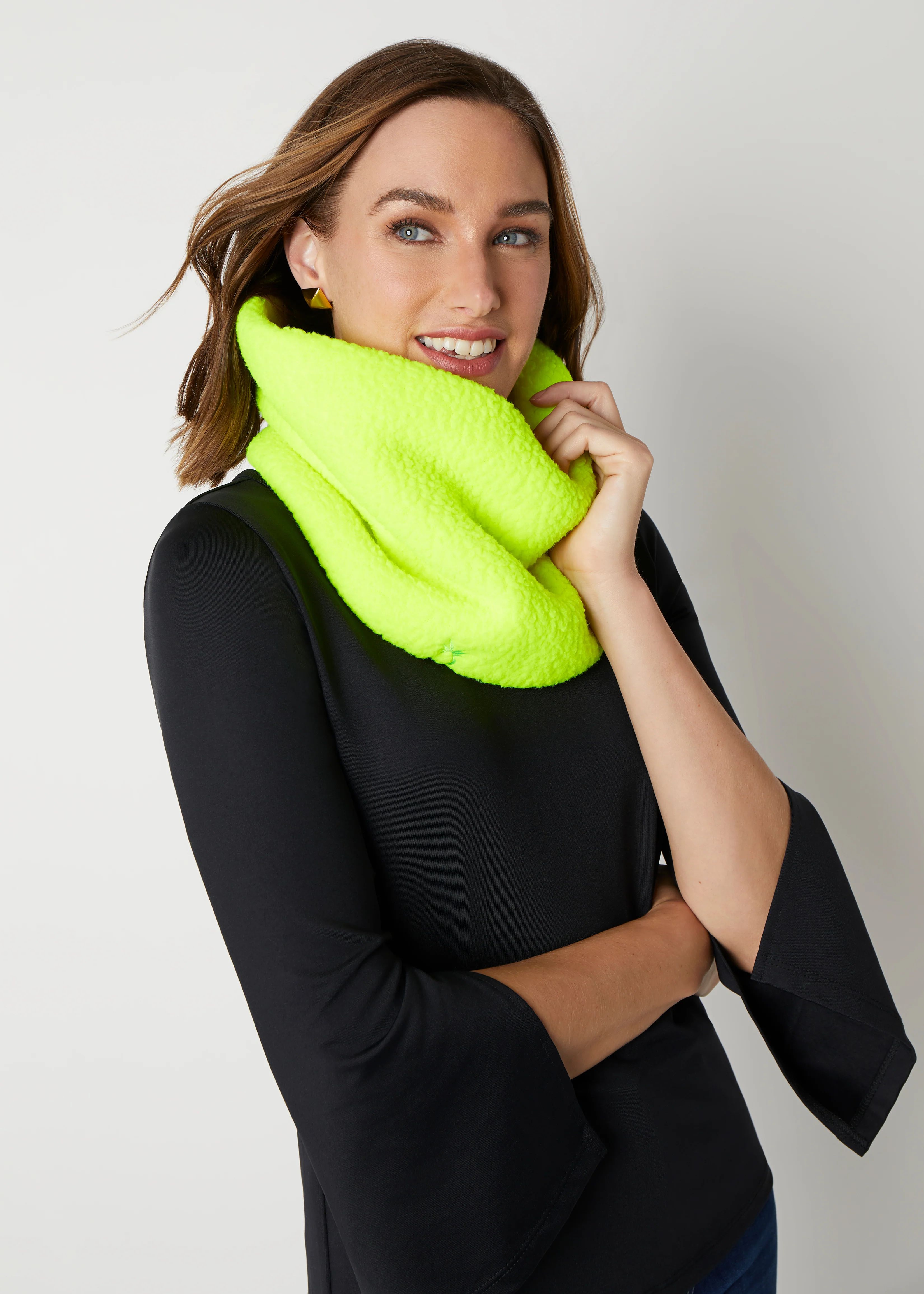 Sachem Scarf in Shearling Fleece (Neon Yellow) | Dudley Stephens