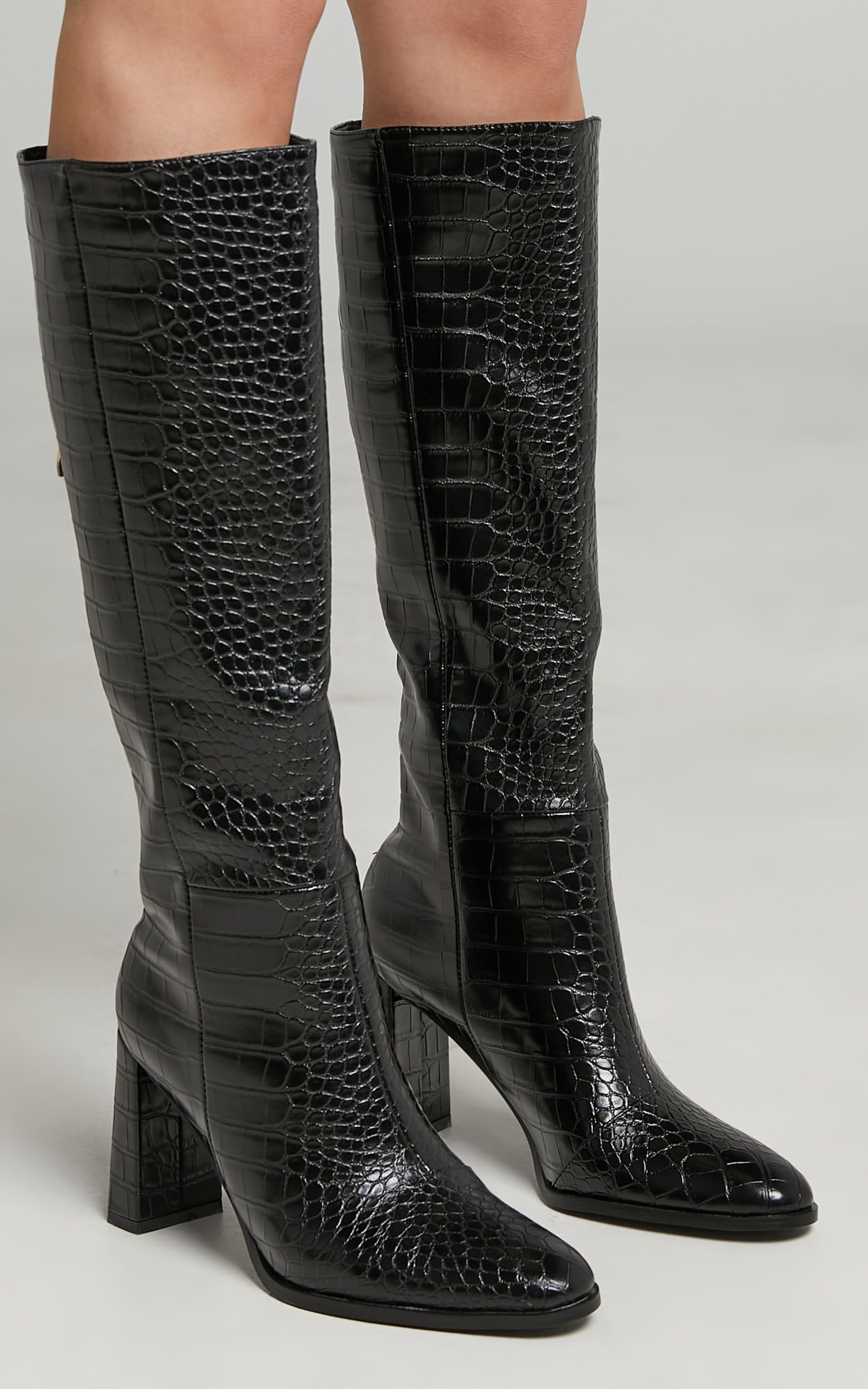 Billini - Oaklie Boots in Black Croc | Showpo (ANZ)