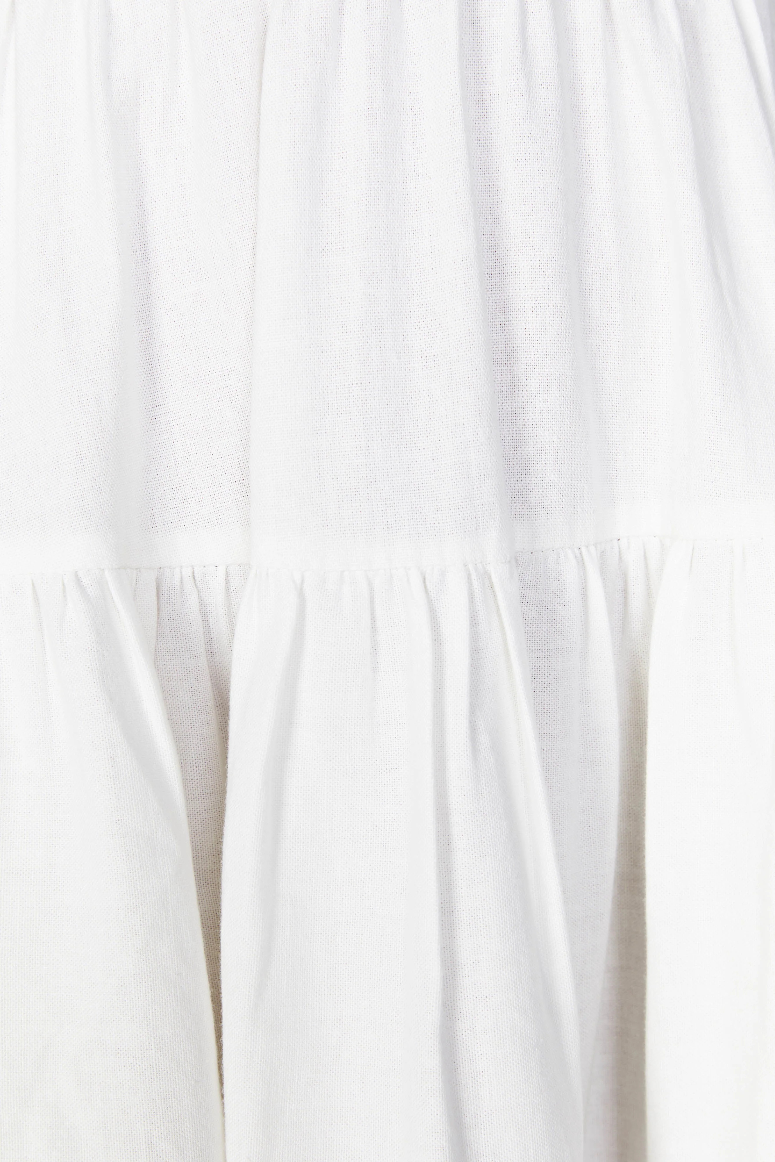 Adriana Linen Midi Dress - White | MESHKI US