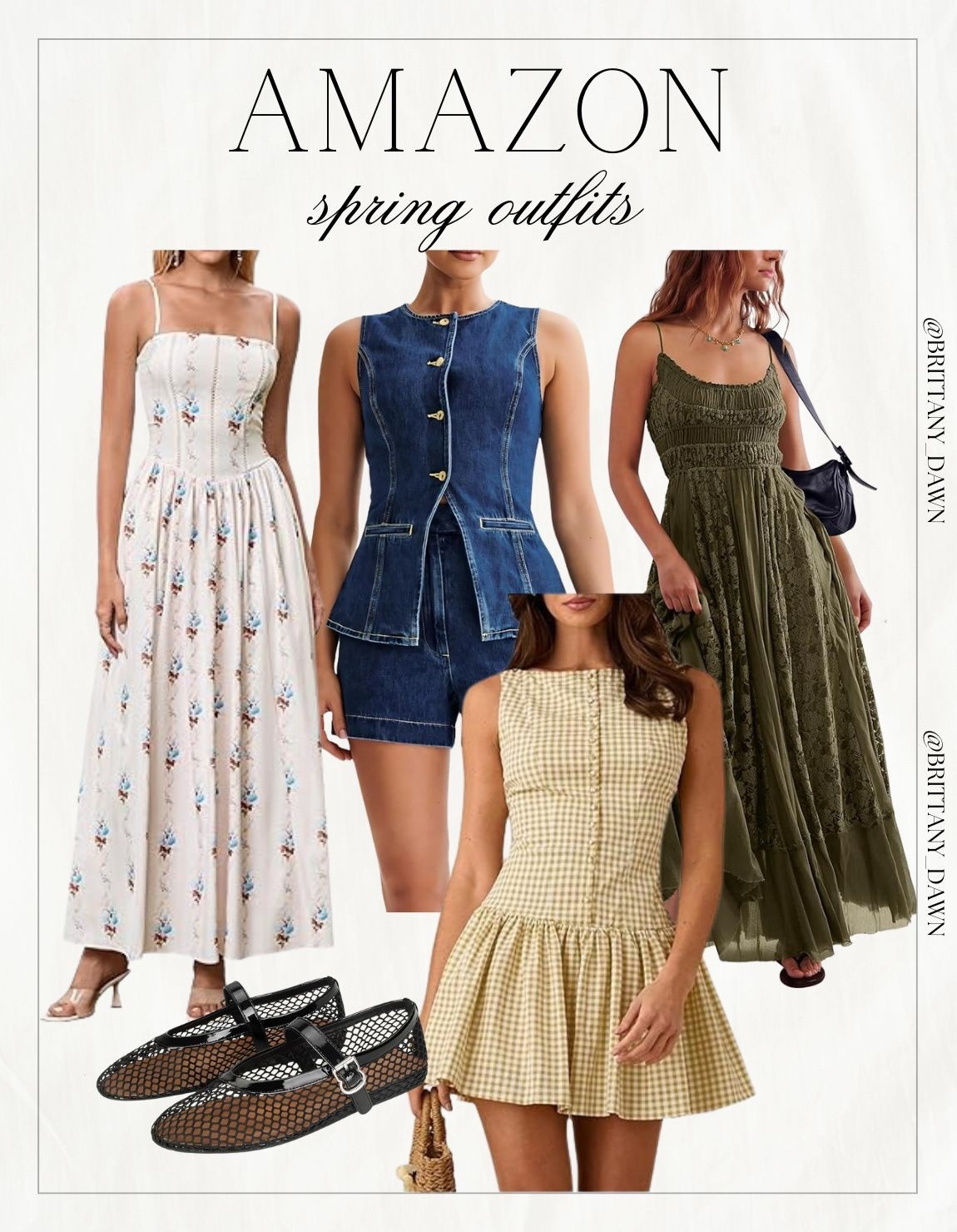 Spring is officially here, and these Amazon outfits are a dream! I’m loving the mix of classic denim and feminine prints. That yellow gingham mini is just too cute for a weekend brunch or a park date. 🌼🦋

For a more boho vibe, the olive maxi and floral midi are absolute staples. Pair them with these trendy mesh flats for a look that’s both comfortable and high-fashion. 🧺👠

#AmazonFinds #SpringOutfits #DenimStyle #Gingham #SpringFashion2026

#LTKootd #LTKSeasonal