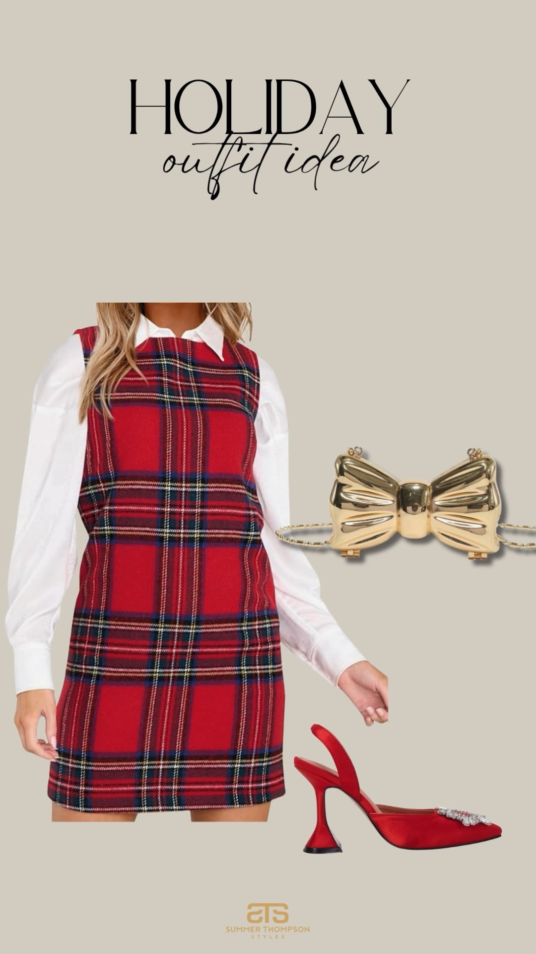 Holiday outfit idea! 

Amazon. Plaid. Look for less. Trending. Gold. Bow. Satin heels. Best sellers. Viral  

#LTKStyleTip #LTKHoliday #LTKSeasonal