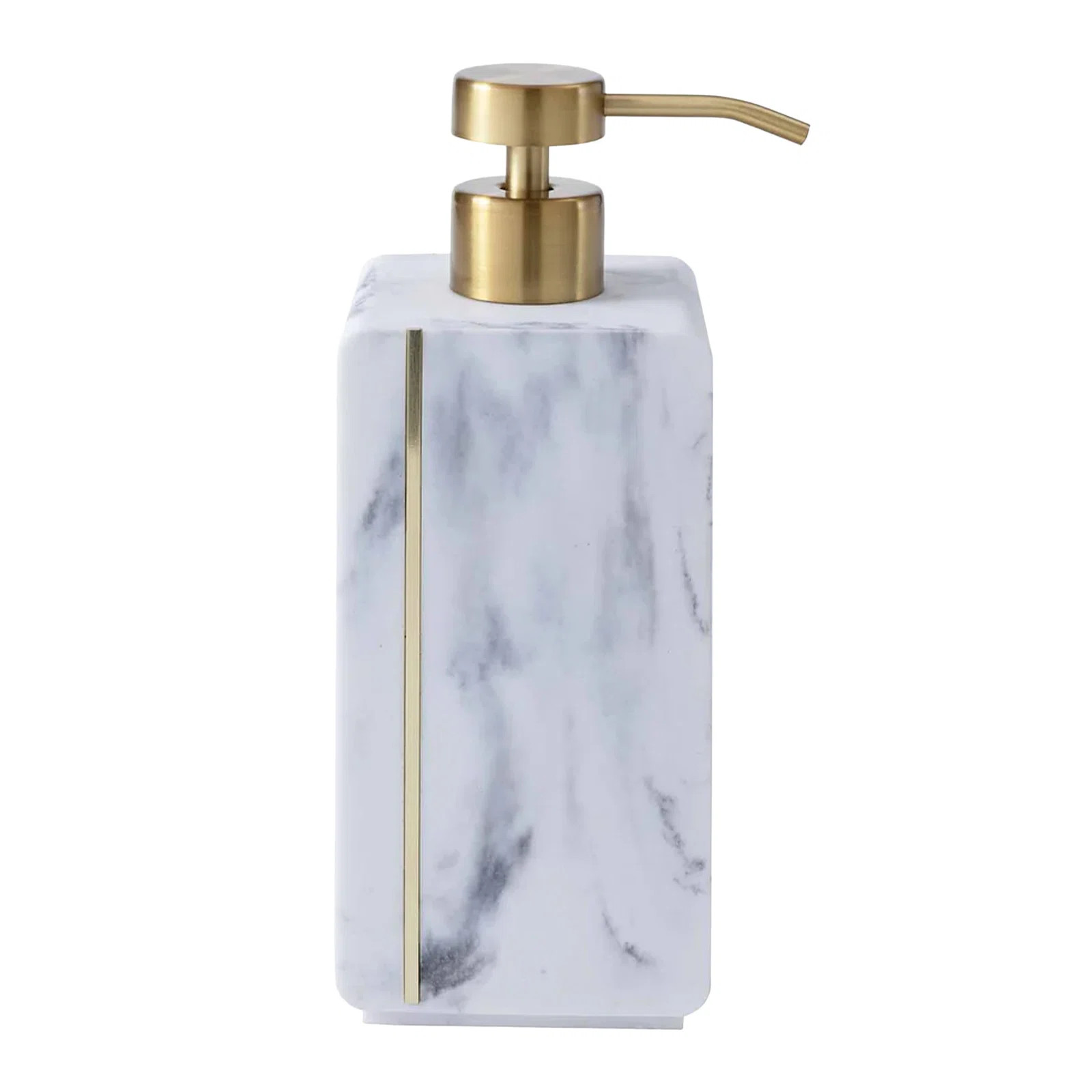 Oro Streak Marble Lotion Dispenser With Brass Inlay – Modern Bathroom Soap Pump For Lotion, Han... | Wayfair North America
