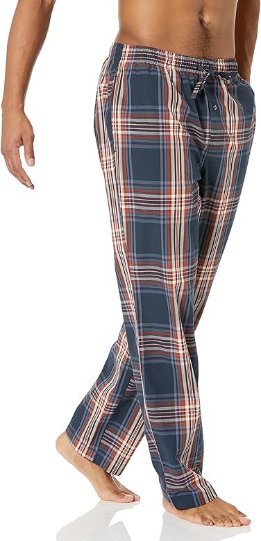 Amazon.com: Amazon Essentials Men's Straight-Fit Woven Pajama Pant, Navy, Large Plaid, Medium : C... | Amazon (US)