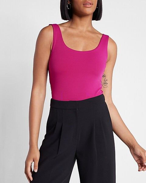 Body Contour Matte Scoop Neck Thong Bodysuit | Express