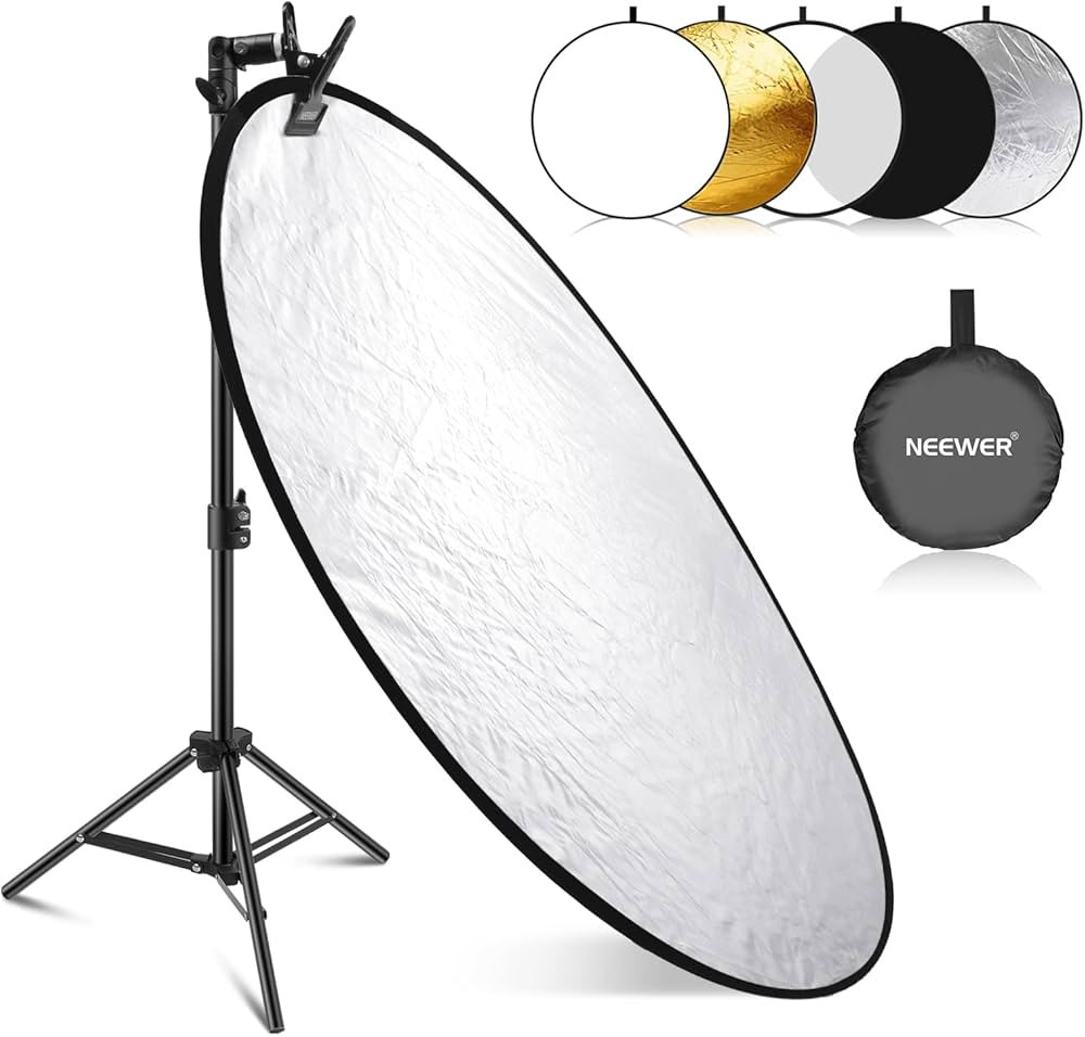 NEEWER 43"/110cm Light Reflector Kit, 5 in 1 Collapsible Round Reflector (Translucent/Silver/Gold... | Amazon (US)