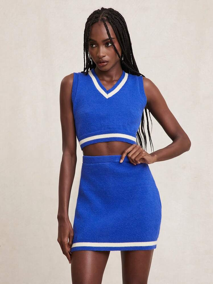 NYA SZN Skirt Knit Bodycon Mini Skirt Casual Workout Yoga Gym Brunch Office Teacher Fitness Airport Outfits For Women | SHEIN