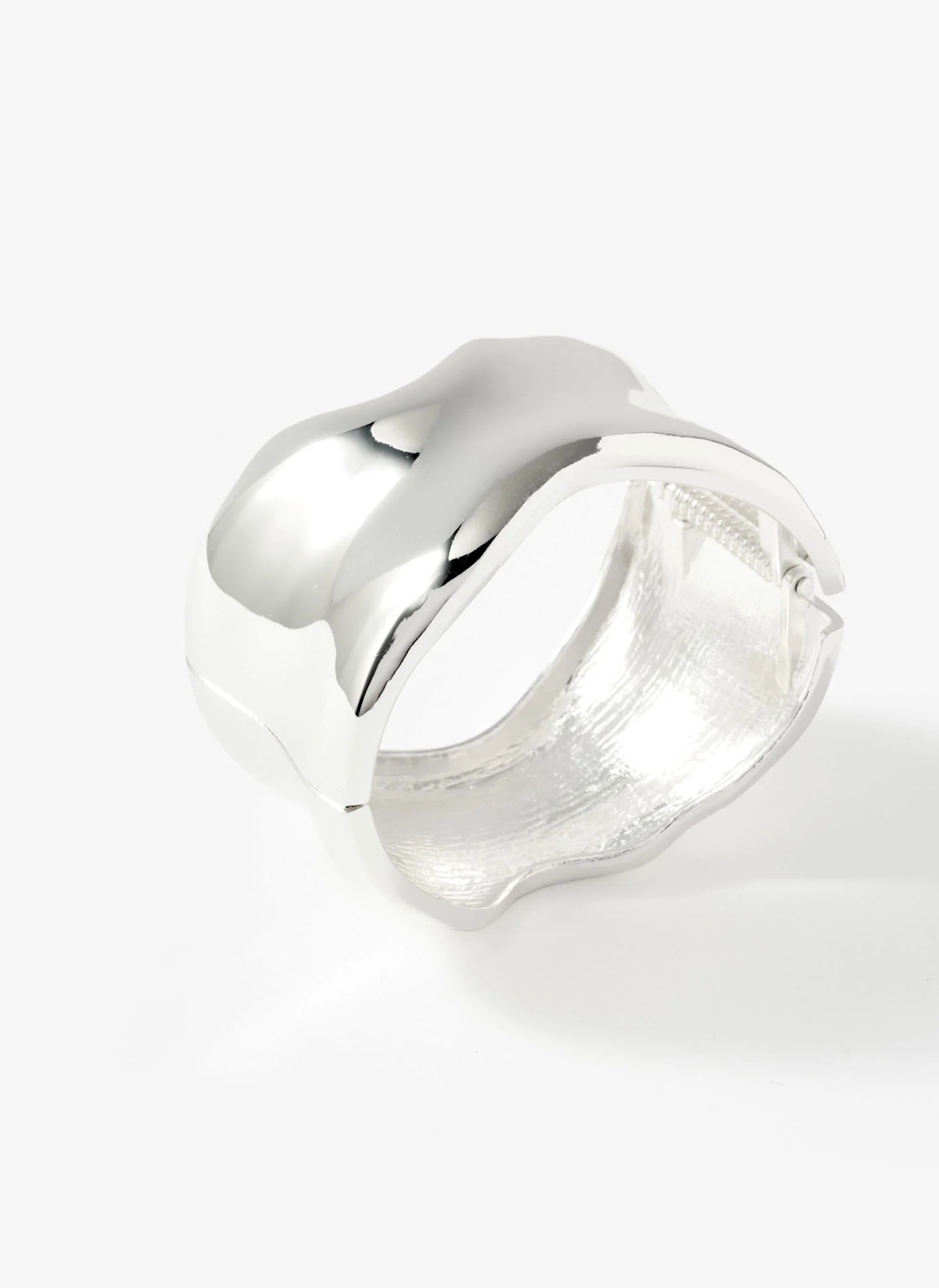 Silver Tone Clean Wave Bangle | Mint Velvet