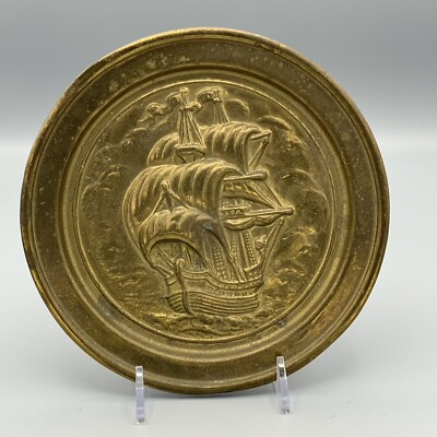 Vtg Brass Plate Lombard England Colonial Ship High Seas Nautical Wall Hanging | eBay US