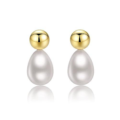 Pearl Drop Earrings For Women Stud Gold Filled Teardrop Elegant Ivory White Formal Dangle Jewelry Trendy Earrings | Amazon (US)
