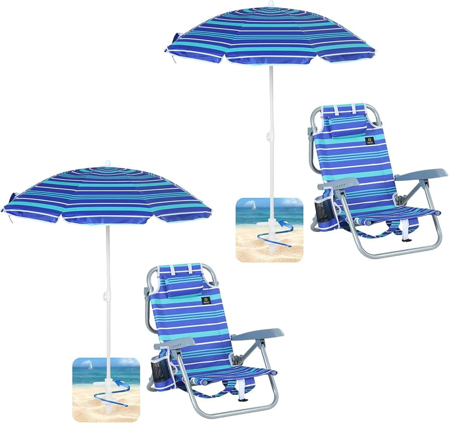 Nice C Toddler Beach Chair, Kids Beach Chair with Umbrella, Backpack Beach Folding Chairs, Backpa... | Amazon (US)