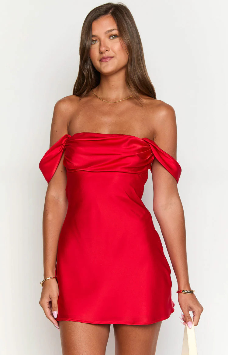 Zoella Red Off The Shoulder Mini Dress | Beginning Boutique (US)