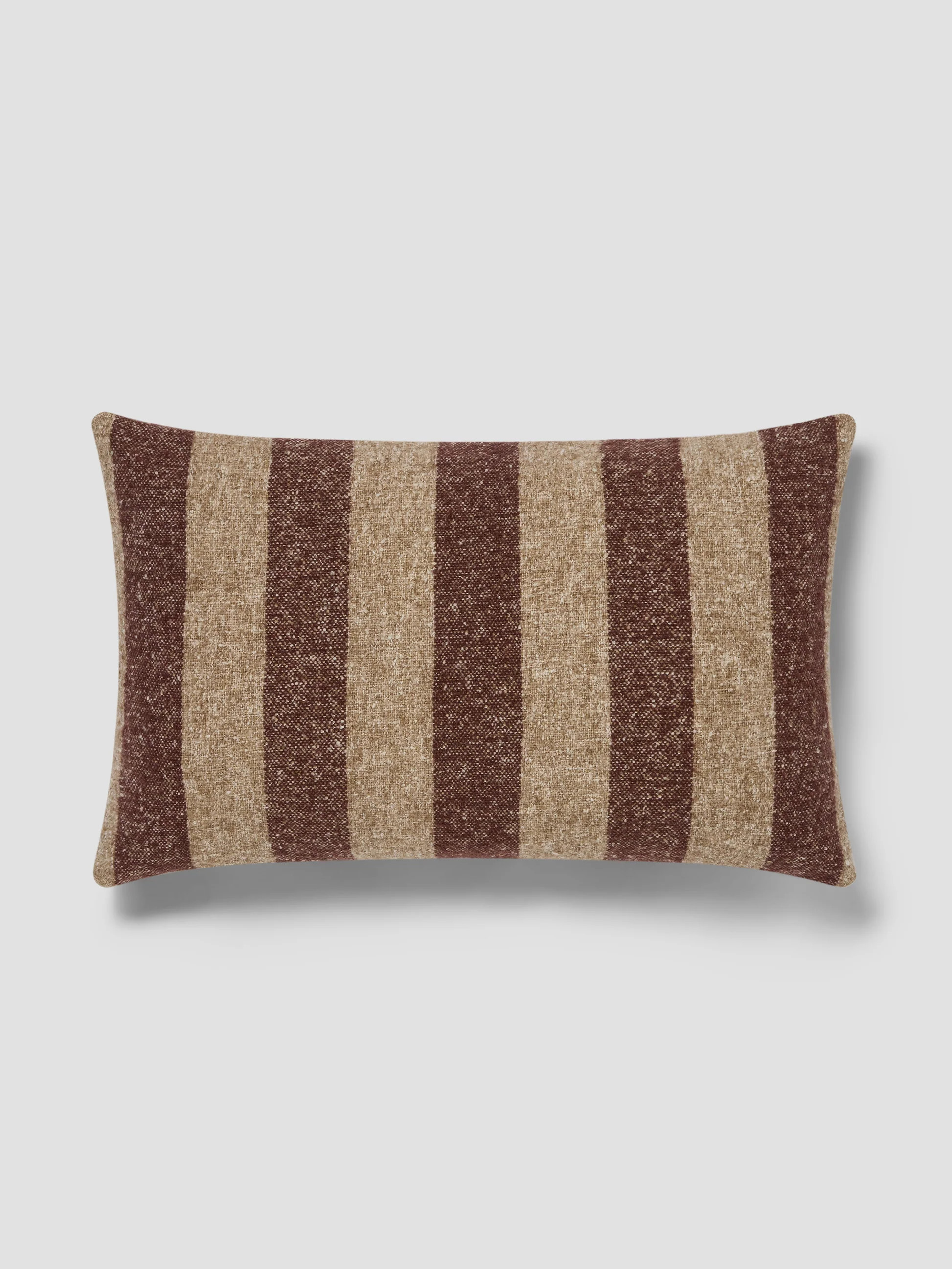 Mocha & Oatmeal Wide Stripe Wool Rectangle Cushion Cover | Piglet