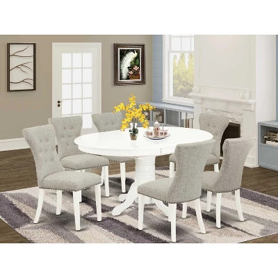 HomeStock Solid Wood Dining Table Set 7-Piece, Cappuccino Finish, 1 Table and 6 Armless Chairs | Target