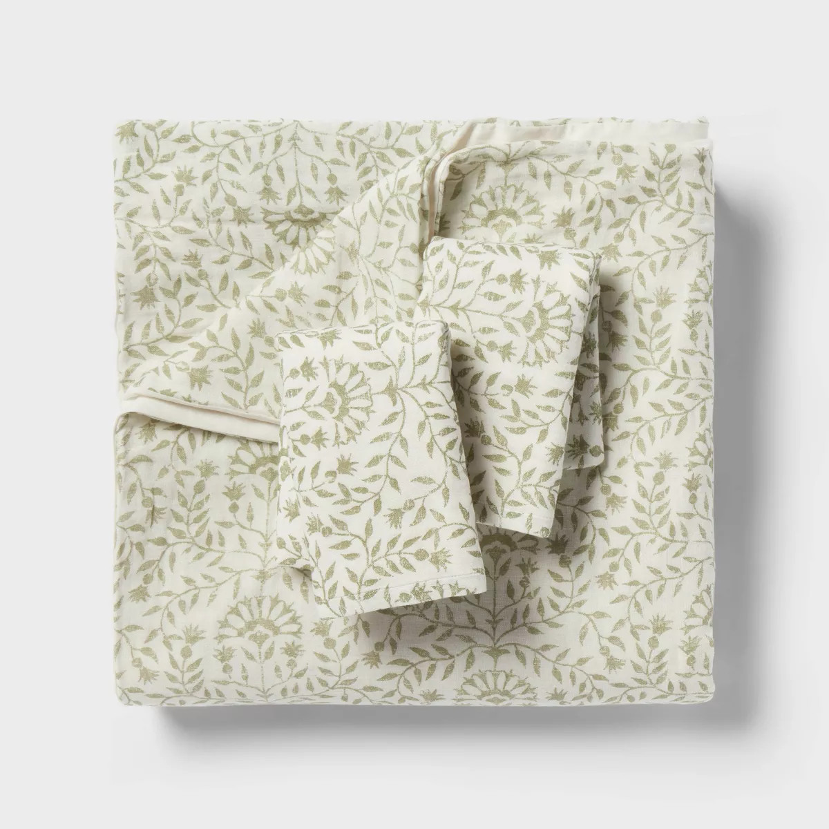 Traditional Vine Printed Cotton Duvet Cover & Sham Set Green - Threshold™ | Target