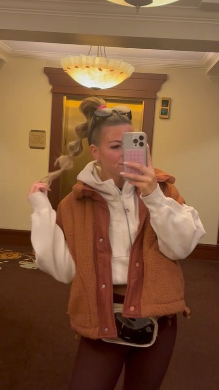 Cozy look for todays hike! Loving this fall sherpa vest from free people 
Sized up to a 4 in Lululemon 
Size small in my Sherpa vest 

#LTKSale #LTKfitness #LTKfindsunder50