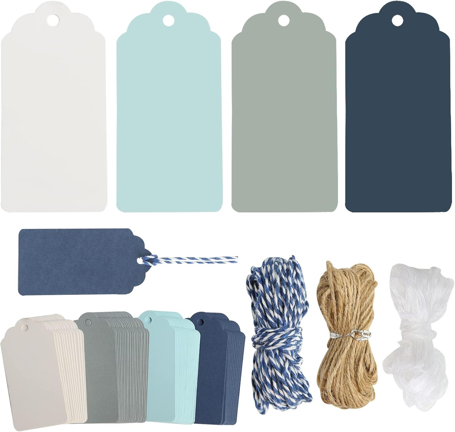 SallyFashion 200 PCS Colored Gift Tags, Hanging Tags with String, Paper Tags for Gifts Arts and C... | Amazon (US)