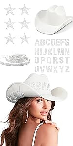 Keilin Rhinestone Cowgirl Hat Disco Cowboy Hat Felt Western Nashville Bachelorette Party Hat for ... | Amazon (US)
