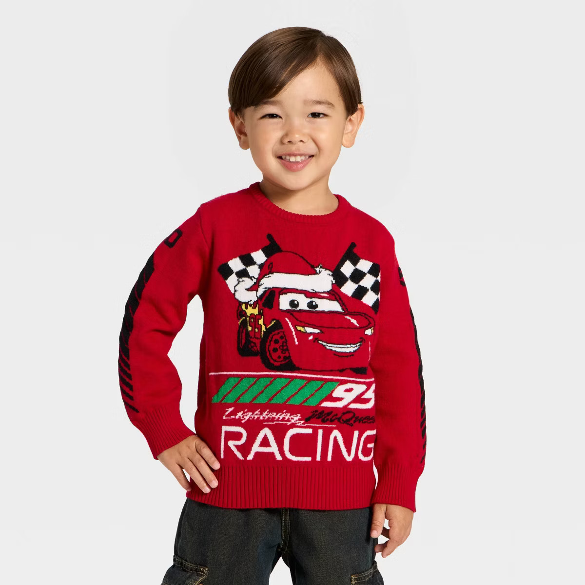 Toddler Boys' Disney Cars Lightning McQueen Christmas Sweater - Red | Target