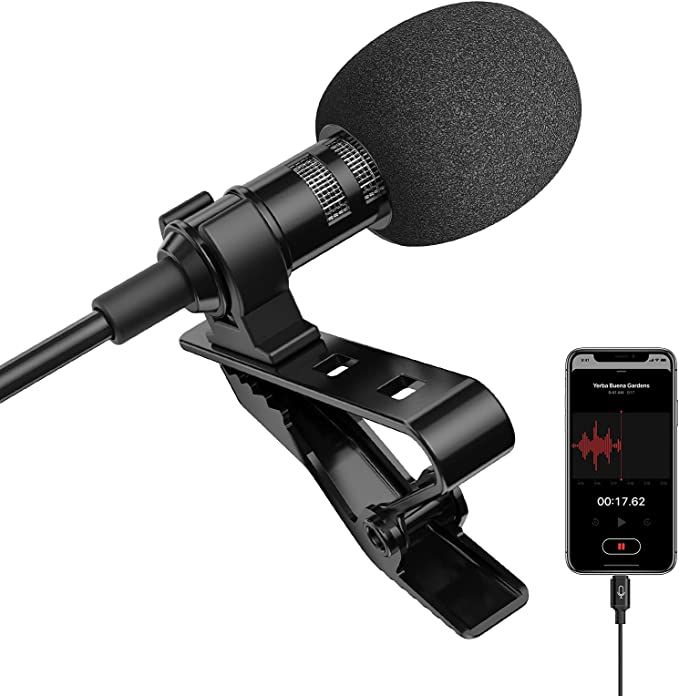 Microphone Professional for iPhone Lavalier Lapel Omnidirectional Condenser Mic Phone Audio Video... | Amazon (US)