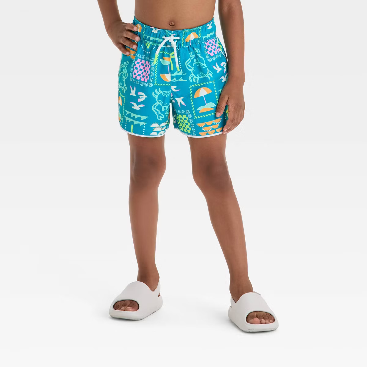 Toddler Boys' Postcard Print Dolphin Hem Swim Shorts - Cat & Jack™ Green | Target
