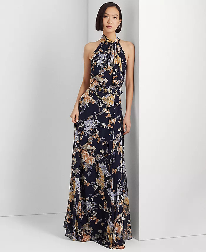 Women's A-Line Floral Halter Gown | Macys (US)