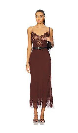 Lace Insert Midi Dress | Revolve Clothing (Global)