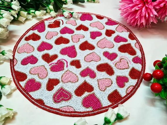 Valentine's Day Special Handmade Beaded Placemat Gift for | Etsy | Etsy (US)
