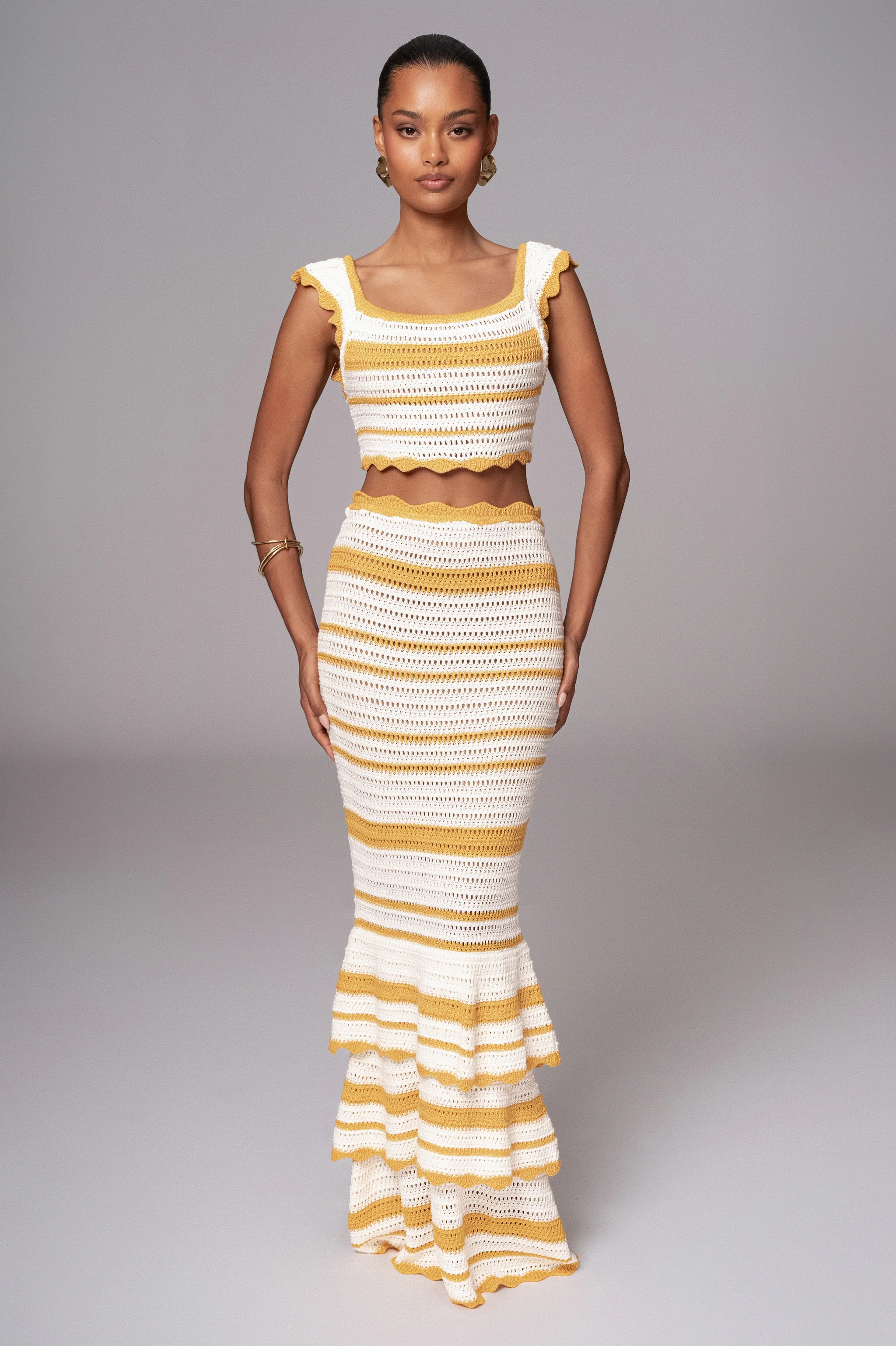 Yellow Corazon Ruffle Skirt Set | JLUXLABEL