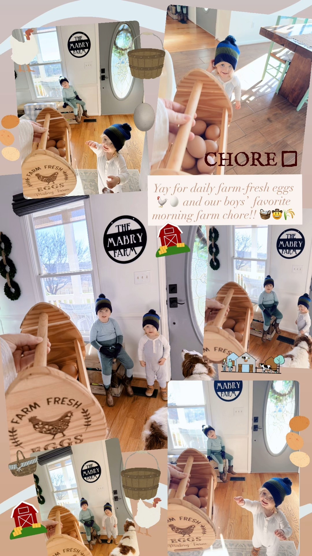 Yay for daily farm-fresh eggs 🐓🥚 and our boys’  favorite morning farm chore!! 🧺🤠🌾 

#LTKKids #LTKmomlife